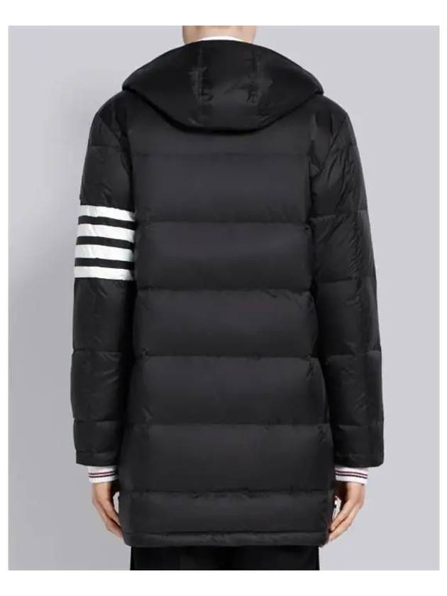 Men's 4 Bar Button Down Hooded Padding Black - THOM BROWNE - BALAAN 4