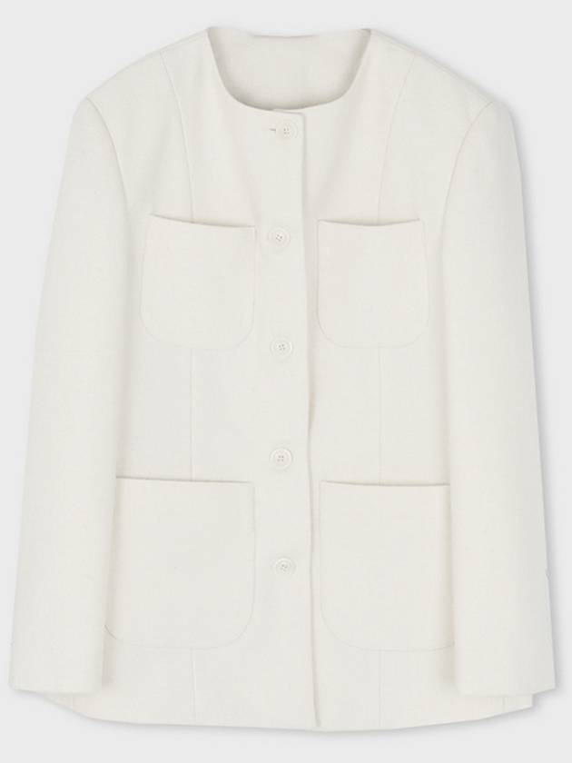 Women's Wool Half Pea Coat Ivory - LESEIZIEME - BALAAN 4