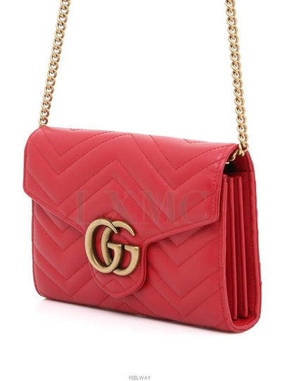 474575 Marmont Matelasse Mini Chain Bag WOC Cross Red Gold Plated - GUCCI - BALAAN 2