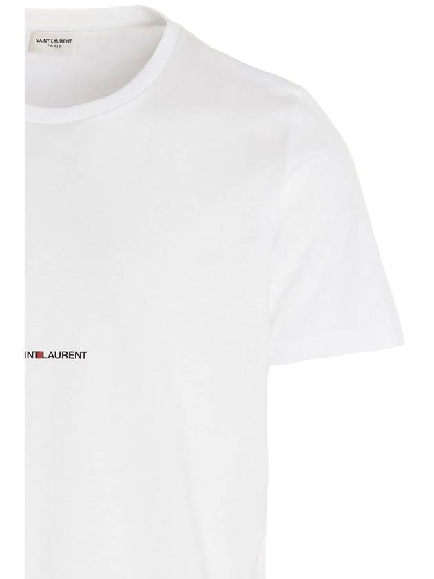 Men's Small Logo Short Sleeve T-Shirt White - SAINT LAURENT - BALAAN 4