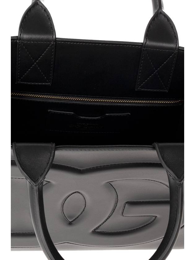 DG Logo Small Leather Tote Bag Black - DOLCE&GABBANA - BALAAN 6