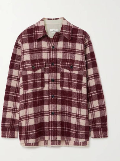 Gervon Check Cotton Shirt Jacket Burgundy - ISABEL MARANT - BALAAN 2