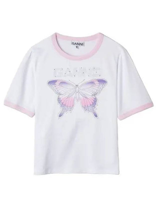 Women's Butterfly Short Sleeve T-Shirt White - GANNI - BALAAN 2