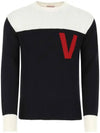 V logo bicolor knit top - VALENTINO - BALAAN 1