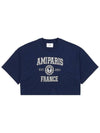 Embroidered Logo Crop Short Sleeve T-shirt Navy - AMI - BALAAN 2