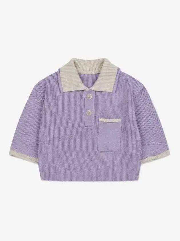 Le Maille Arco Contrasted Cropped Knit Polo Shirt Purple - JACQUEMUS - BALAAN 2