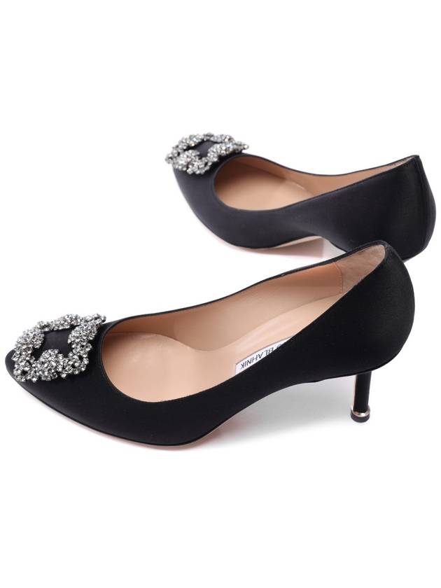 Hangisi 70 Satin Jewel Buckle Pumps Heel Black - MANOLO BLAHNIK - BALAAN 7