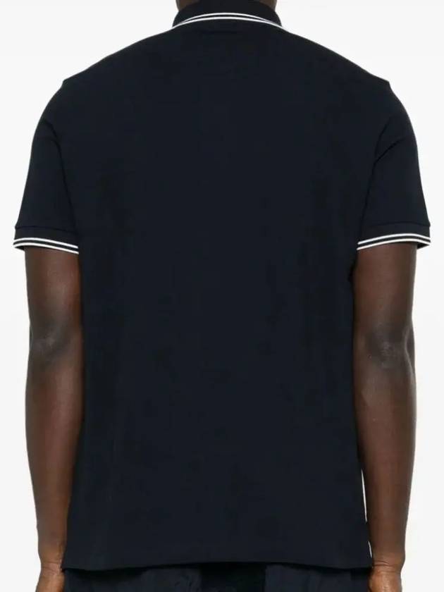 Stretch Cotton Pique Short Sleeve Polo Shirt Navy - STONE ISLAND - BALAAN 4