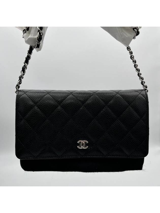 Classic Crossbag On Chain Grained Calfskin & Silver Black - CHANEL - BALAAN 6