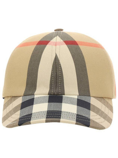 Embroidered Logo Check Cotton Ball Cap Beige - BURBERRY - BALAAN 1