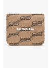 BB Monogram Coin Pocket Flap Half Wallet Brown - BALENCIAGA - BALAAN 1