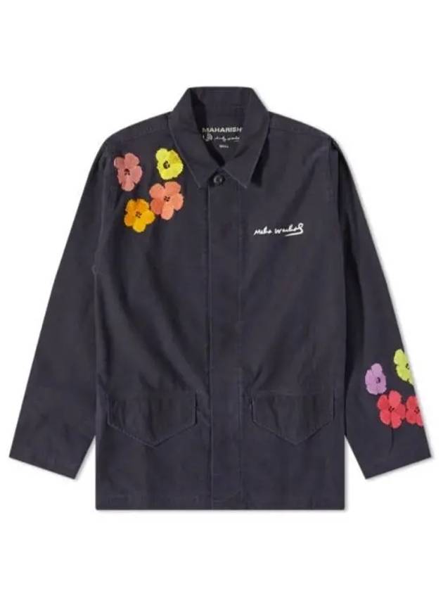 Warhol Flower Shirt Jacket Black Olive 3675 - MAHARISHI - BALAAN 1