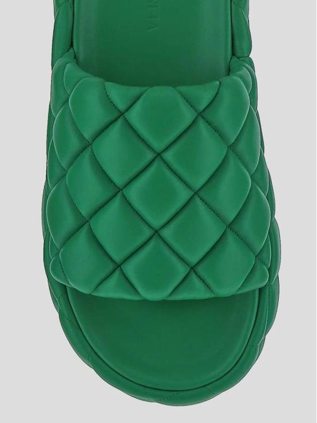 Quilted Leather Slippers Green - BOTTEGA VENETA - BALAAN 2