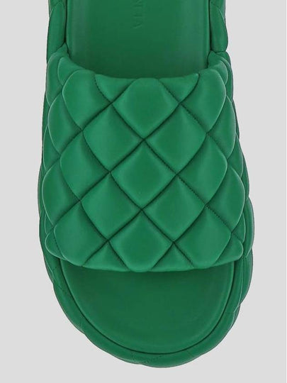 Quilted Leather Slippers Green - BOTTEGA VENETA - BALAAN 2