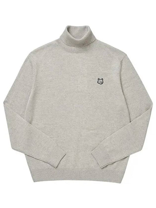 Fox Head Patch Turtleneck Knit Top Light Grey Melange - MAISON KITSUNE - BALAAN 2