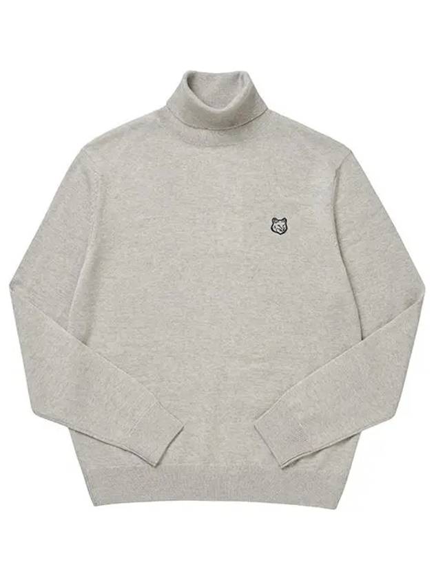 Fox Head Patch Turtleneck Knit Top Light Grey Melange - MAISON KITSUNE - BALAAN 3