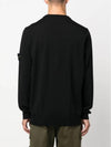 Regular Fit Crew Neck Wool Knit Top Black - STONE ISLAND - BALAAN 5