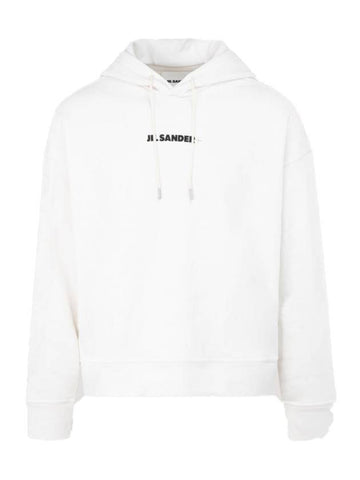 Cotton Small Logo Hoodie White - JIL SANDER - BALAAN.