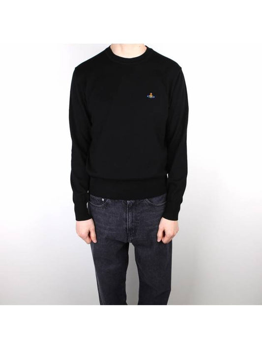 Men's Logo Embroidered Knit Top Black - VIVIENNE WESTWOOD - BALAAN.