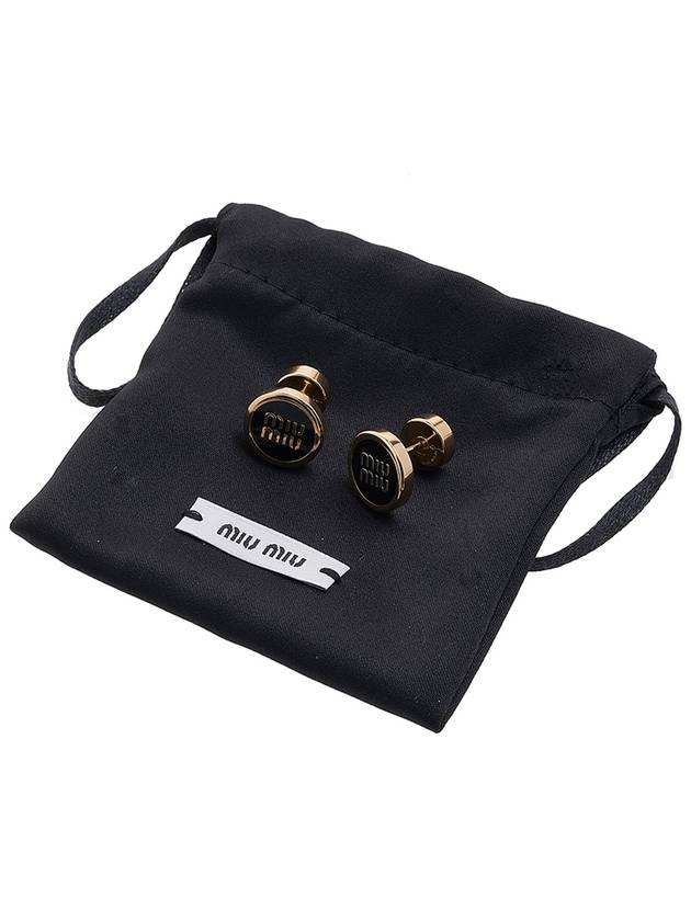 Enameled Metal Earrings Black - MIU MIU - BALAAN 7