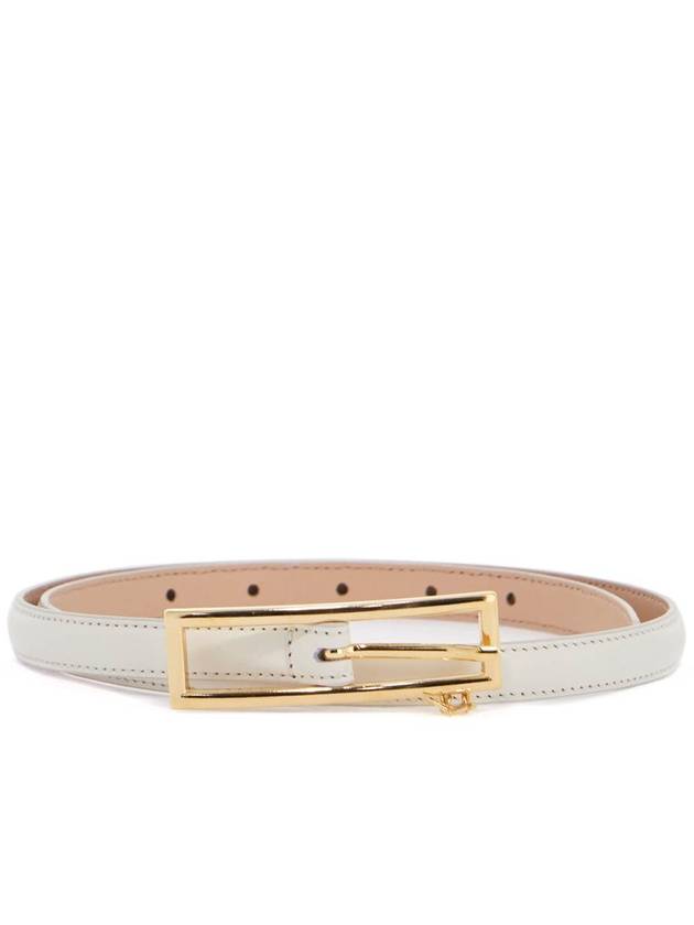 slim white leather belt with logo charm 1.5cm - ALESSANDRA RICH - BALAAN 1