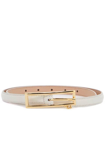 slim white leather belt with logo charm 1.5cm - ALESSANDRA RICH - BALAAN 1