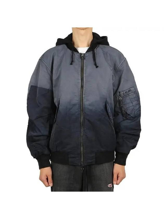 Nylon Satin Bomber Jacket Blue - DIESEL - BALAAN 1