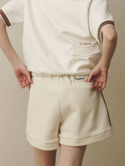 Brushed fleece line shorts Ivory - POSHERD - BALAAN 2