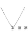 Stilla Round Cut Necklace Earrings Set Silver - SWAROVSKI - BALAAN 2