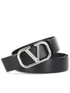 V Logo Leather Belt Black - VALENTINO - BALAAN 2