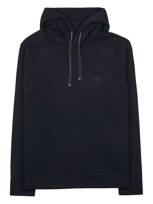 Logo Patch Cotton Blend Hoodie Black - EMPORIO ARMANI - BALAAN 11