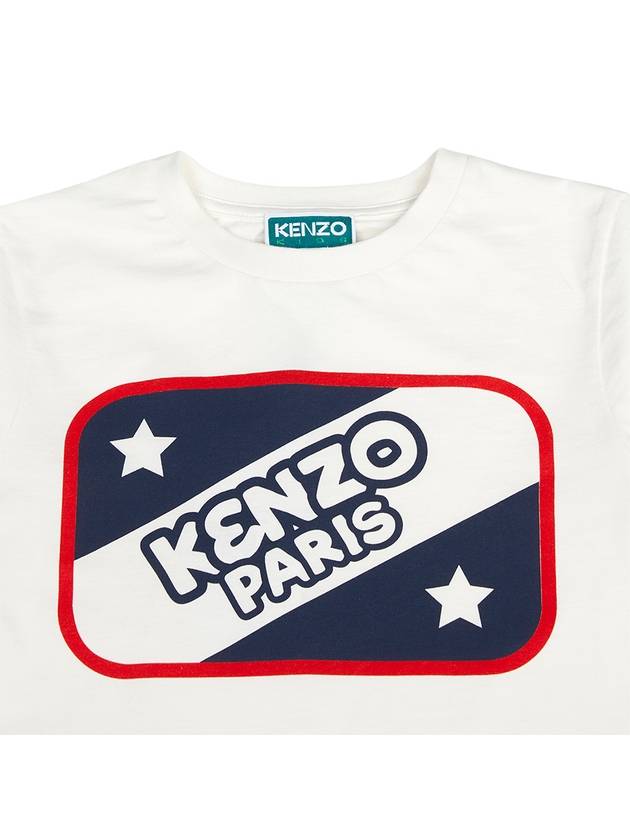 Kids Logo Print Short Sleeve T-Shirt White - KENZO - BALAAN 4