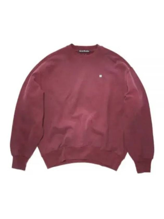 Face Logo Patch Crew Neck Sweatshirt Wine Red - ACNE STUDIOS - BALAAN 2