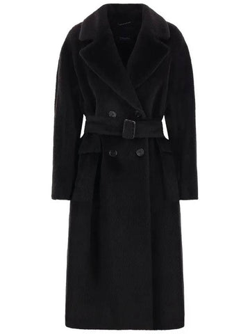 EUGENIO Belted Wool Coat Black 2429016173 004 - MAX MARA - BALAAN 1