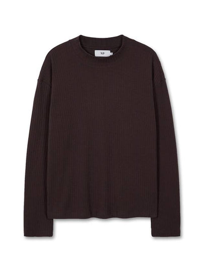 Loose ribbed mock neck knit t-shirt DARK BROWN - WEST GRAND BOULEVARD - BALAAN 2