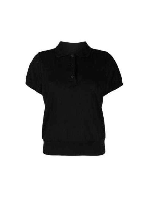 Knit Short Sleeve Polo Shirt Black - A.P.C. - BALAAN 2