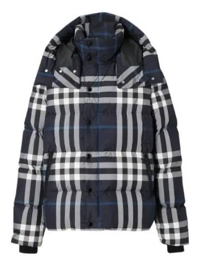 Larrick Check Hooded Padding Navy - BURBERRY - BALAAN 2