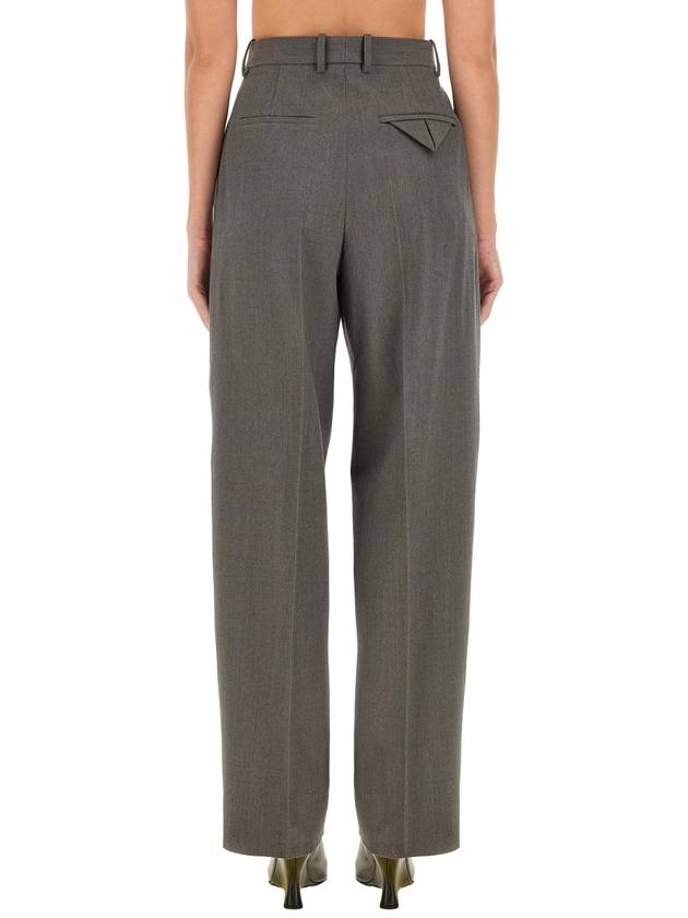 Pleated Straight Pants Grey Melange - BOTTEGA VENETA - BALAAN 4