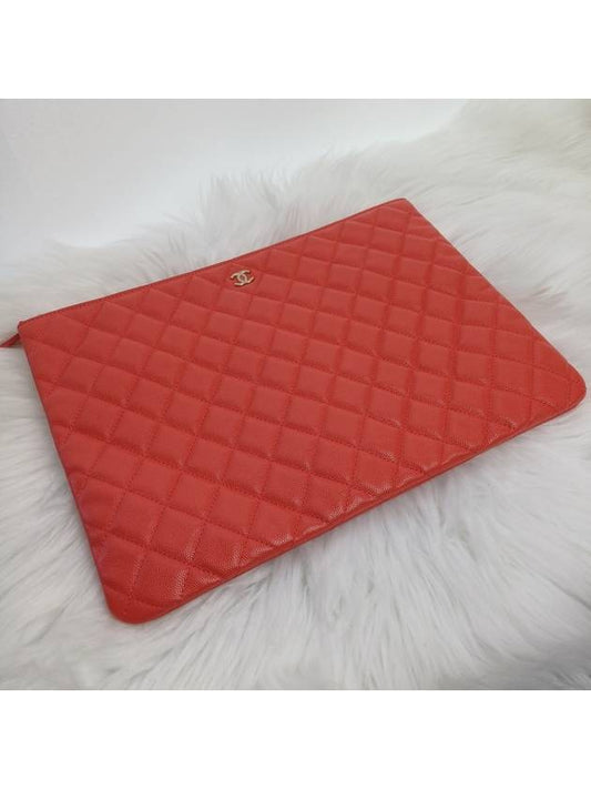 Classic large clutch calfskin gold plated coral pink A82552 - CHANEL - BALAAN 1