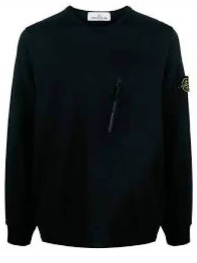 Logo Patch Cotton Crew Neck Sweatshirt Navy - STONE ISLAND - BALAAN 2