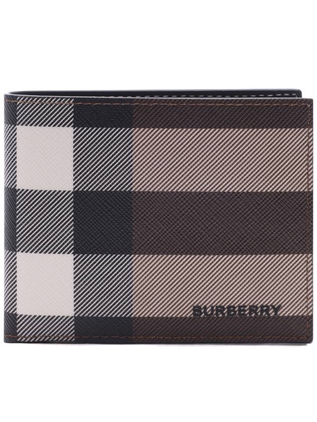 Check Half Wallet Dark Birch Brown - BURBERRY - BALAAN 3