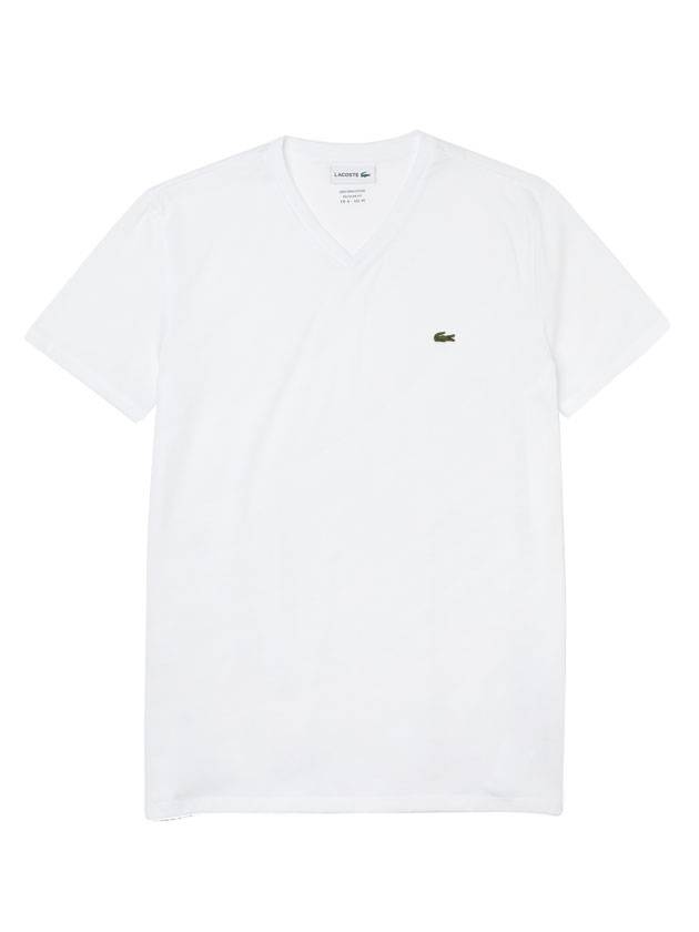 Men's Logo V-Neck Short Sleeve T-shirt White - LACOSTE - BALAAN 1