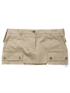 Women's Cargo Pocket Chino Mini A-Line Skirt Beige - MIU MIU - BALAAN 2