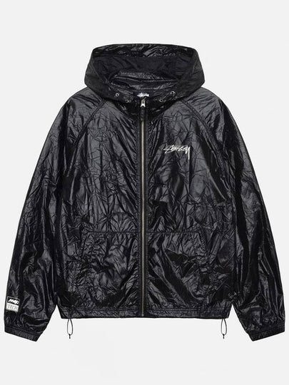 Beach Shell Wrinkled Nylon Windbreaker Black - STUSSY - BALAAN 2