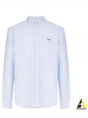 Men's Tricolor Fox Patch Cotton Long Sleeve Shirt Blue - MAISON KITSUNE - BALAAN 2