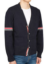 Milano Stitch Sprite Armband Cotton V-neck Cardigan Navy - THOM BROWNE - BALAAN 5