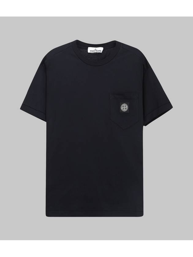 Embroidered Logo Patch Pocket Short Sleeve T-Shirt Navy - STONE ISLAND - BALAAN 1