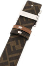 FF Buckle Pattern Reversible Leather Belt Brown - FENDI - BALAAN 4