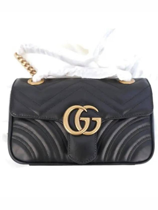 GG Marmont Matelasse Gold Chain Mini Cross Bag Black - GUCCI - BALAAN