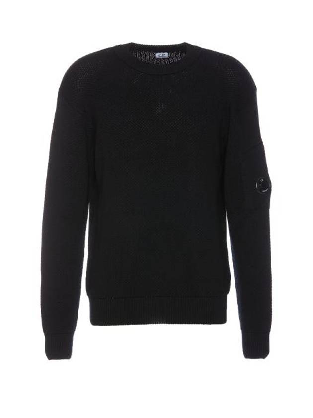 Re-Wool Lens Crewneck Knit Top Black - CP COMPANY - BALAAN 2